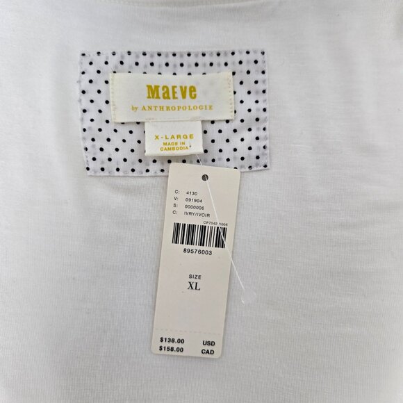 MAEVE by ANTHROPOLOGIE Sirencore Elevated Basic IVORY Texture Mini Dress Size XL - Picture 12 of 17